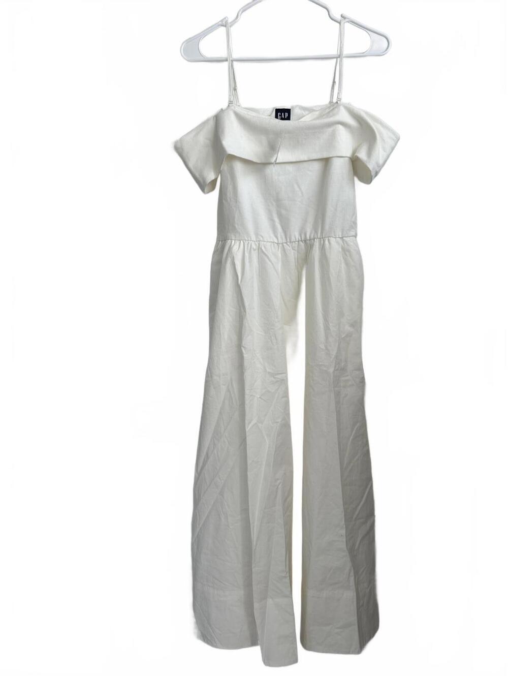 Gap Cotton Mixed Media Off-Shoulder Midi Dress New Off White NWT Small Petite - Picture 5 of 9